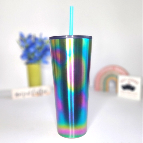 💙🩷💛 Starbucks 🥤 Oil Slick Design Stainless Steel 24oz Cold Cup Tumbler ☆NWT☆ - Picture 3 of 6